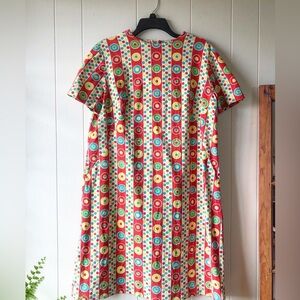 Vintage Short Sleeve Dress - Awesome Funky Bright Print
